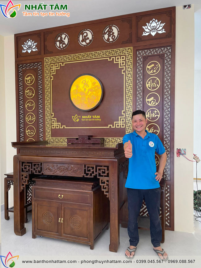 Lắp đặt hoàn thiện phòng thờ gia tiên cho khách hàng tại Hải Châu I, TP Đà Nẵng